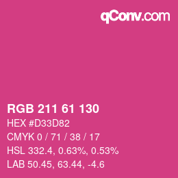 カラーコード: RGB 211 61 130 | qconv.com