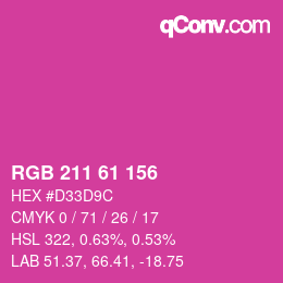 カラーコード: RGB 211 61 156 | qconv.com