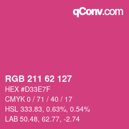 Color code: RGB 211 62 127 | qconv.com