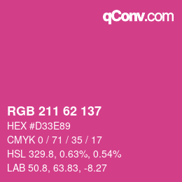 颜色代码: RGB 211 62 137 | qconv.com