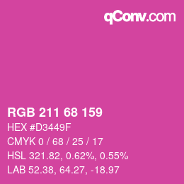 カラーコード: RGB 211 68 159 | qconv.com