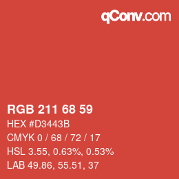 Color code: RGB 211 68 59 | qconv.com