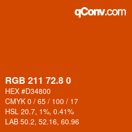 カラーコード: RGB 211 72.8 0 | qconv.com