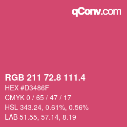 Color code: RGB 211 72.8 111.4 | qconv.com