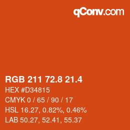 カラーコード: RGB 211 72.8 21.4 | qconv.com