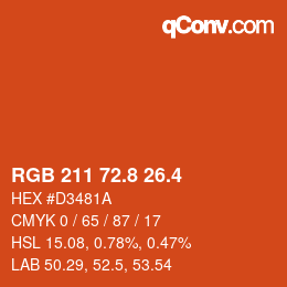 カラーコード: RGB 211 72.8 26.4 | qconv.com