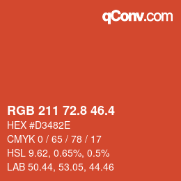 カラーコード: RGB 211 72.8 46.4 | qconv.com