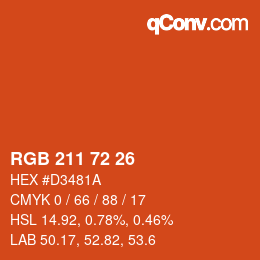 Color code: RGB 211 72 26 | qconv.com