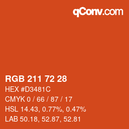 Color code: RGB 211 72 28 | qconv.com