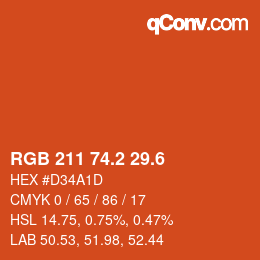カラーコード: RGB 211 74.2 29.6 | qconv.com