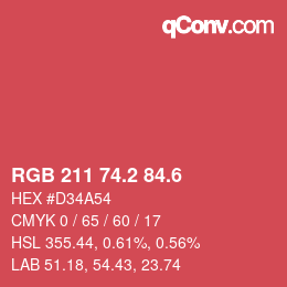 カラーコード: RGB 211 74.2 84.6 | qconv.com