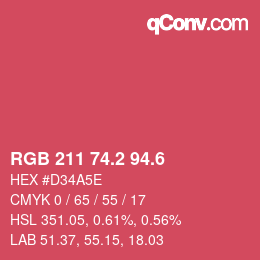 カラーコード: RGB 211 74.2 94.6 | qconv.com
