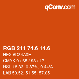 カラーコード: RGB 211 74.6 14.6 | qconv.com