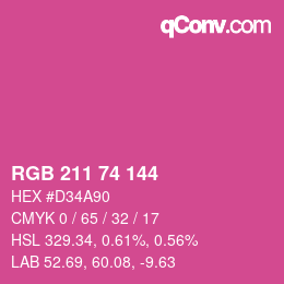 カラーコード: RGB 211 74 144 | qconv.com