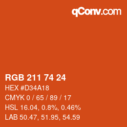 カラーコード: RGB 211 74 24 | qconv.com