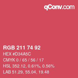 カラーコード: RGB 211 74 92 | qconv.com