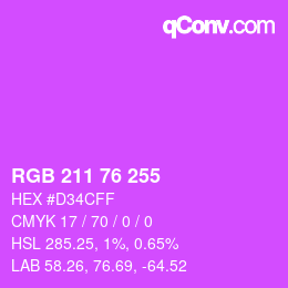 Color code: RGB 211 76 255 | qconv.com