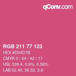 颜色代码: RGB 211 77 123 | qconv.com