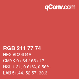 Farbcode: RGB 211 77 74 | qconv.com