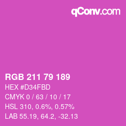 カラーコード: RGB 211 79 189 | qconv.com