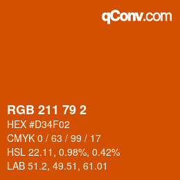 カラーコード: RGB 211 79 2 | qconv.com