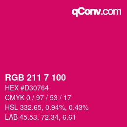 カラーコード: RGB 211 7 100 | qconv.com