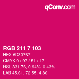 カラーコード: RGB 211 7 103 | qconv.com