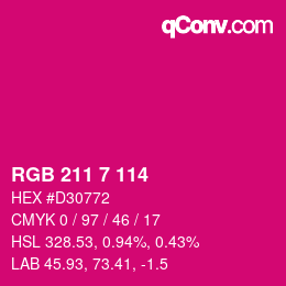 Color code: RGB 211 7 114 | qconv.com