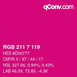 カラーコード: RGB 211 7 119 | qconv.com