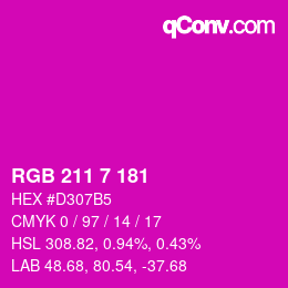 カラーコード: RGB 211 7 181 | qconv.com