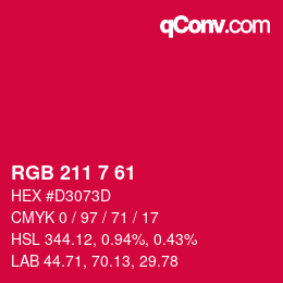 Color code: RGB 211 7 61 | qconv.com