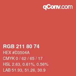Color code: RGB 211 80 74 | qconv.com