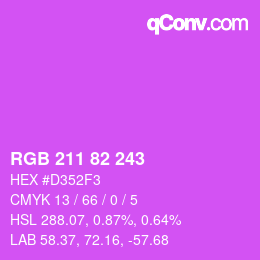 Color code: RGB 211 82 243 | qconv.com