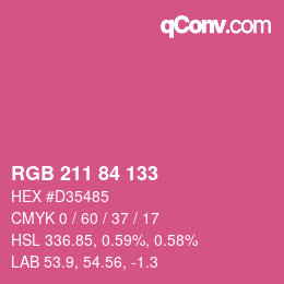 カラーコード: RGB 211 84 133 | qconv.com