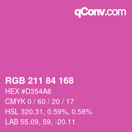 カラーコード: RGB 211 84 168 | qconv.com