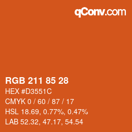 Color code: RGB 211 85 28 | qconv.com