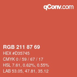Color code: RGB 211 87 69 | qconv.com