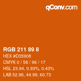 カラーコード: RGB 211 89 8 | qconv.com