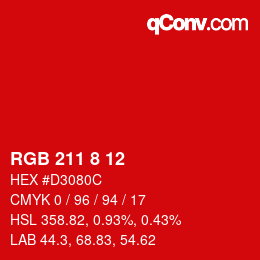 Color code: RGB 211 8 12 | qconv.com