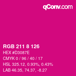 Color code: RGB 211 8 126 | qconv.com