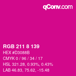 Color code: RGB 211 8 139 | qconv.com
