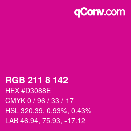 Farbcode: RGB 211 8 142 | qconv.com