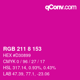 Color code: RGB 211 8 153 | qconv.com