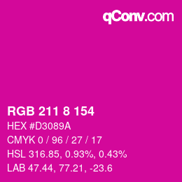 Color code: RGB 211 8 154 | qconv.com