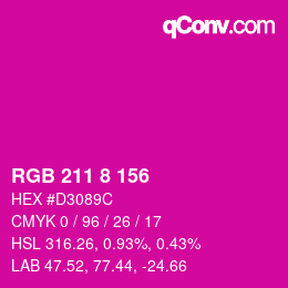 カラーコード: RGB 211 8 156 | qconv.com