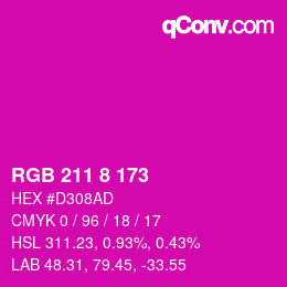 Color code: RGB 211 8 173 | qconv.com