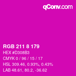 Color code: RGB 211 8 179 | qconv.com