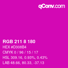Color code: RGB 211 8 180 | qconv.com