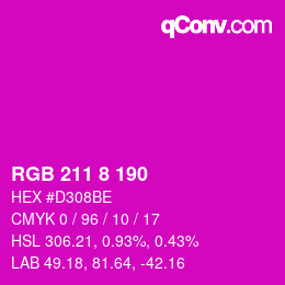 Color code: RGB 211 8 190 | qconv.com