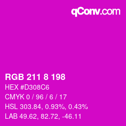 Color code: RGB 211 8 198 | qconv.com